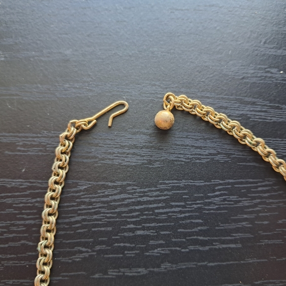 Vintage 1950s Floral Celluloid & Rhinestone Choker Necklace & Clip On Earrings - Picture 6 of 10